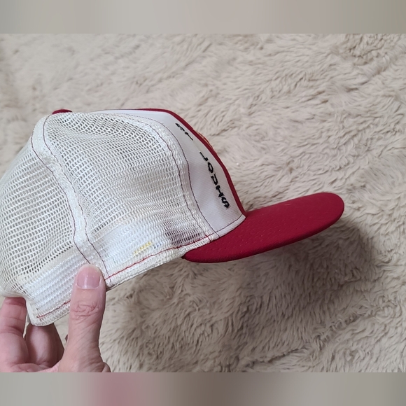 Vintage Lucky Stripes Snapback Trucker Hat St. Louis Cardinals Red and White Cap - Picture 6 of 7